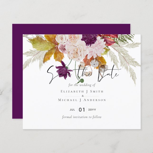 Rustic Maroon Ginger Blush Wedding Save the Dates (Front/Back)