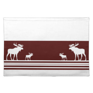 Rustic maroon white moose kitchen placemat