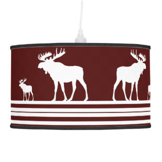 Rustic maroon white moose pendant lamp