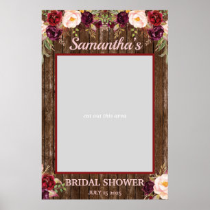 Rustic Marsala Burgundy Floral Photo Prop Frame Poster