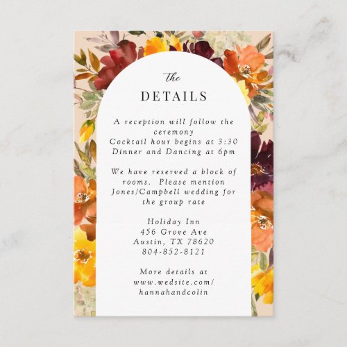 Rustic Marsala Burnt Orange Fall Wreath Enclosure Card