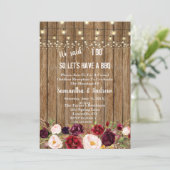 Rustic Marsala Floral Old Barn I DO BBQ Invite (Standing Front)