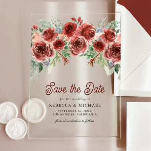 Rustic Marsala Floral Wedding Save the Date
