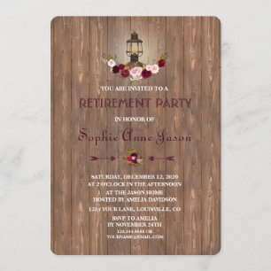 Rustic Marsala Wood Old Lantern Bridal Shower Invitation