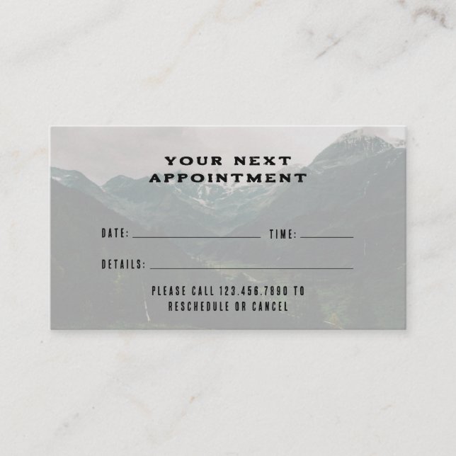 Rustic Masculine Forest Mountains Outdoors Appointment Card (Front)