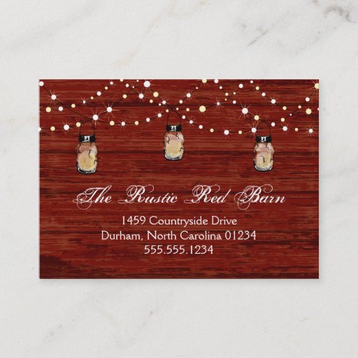 Customizable Rustic Mason Jar and Lights Business Card Template