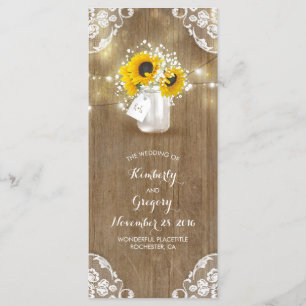 Rustic Mason Jar and Sunflowers Wedding Programs