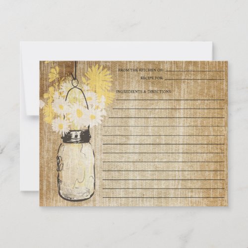 Rustic Mason Jar and Wildflowers | Recipe Invitation