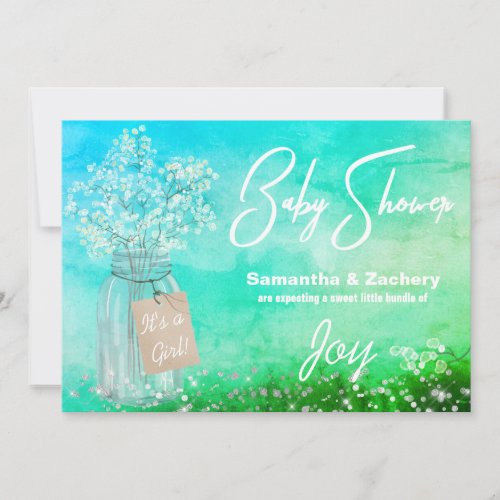 *~* Rustic Mason Jar Baby Breath Shower Invitation