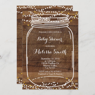 Rustic Mason Jar Baby Shower Invite card