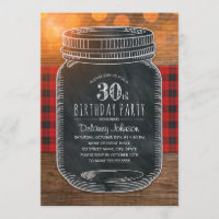 Rustic Mason Jar Backyard 30th Birthday Party Invitation