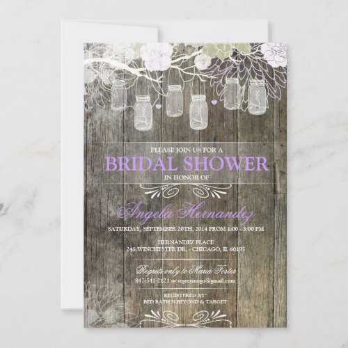 Rustic Mason Jar Bridal Shower Invitation