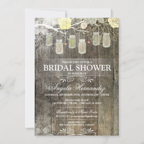 Rustic Mason Jar Bridal Shower Invitation