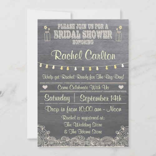 Rustic Mason Jar Bridal Shower Invitation