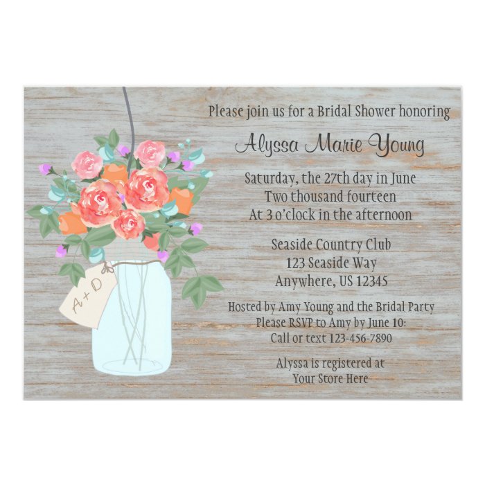 Rustic Mason Jar Bridal Shower Invitation Zazzle