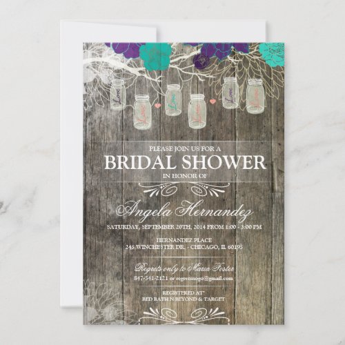 Rustic Mason Jar Bridal Shower Invitation