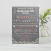 Rustic Mason Jar Bridal Shower Invitation Coral (Standing Front)