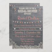 Rustic Mason Jar Bridal Shower Invitation Coral (Front/Back)
