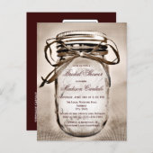 Rustic Mason Jar Bridal Shower Invitation POSTCARD (Front/Back)