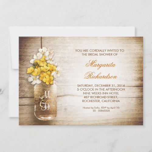 rustic mason jar bridal shower invitations