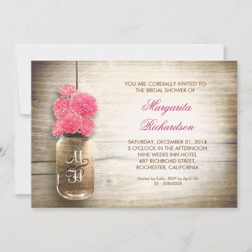 rustic mason jar bridal shower invitations