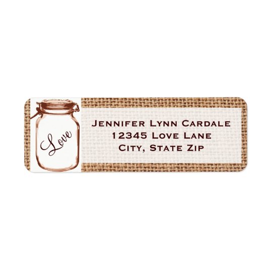 Rustic Mason Jar Burlap Wedding Address Labels Zazzle