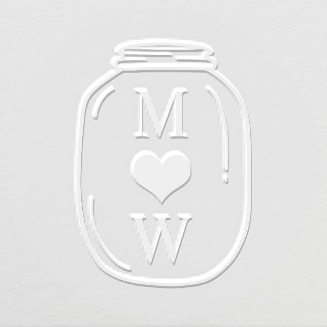 Rustic Mason Jar Couple Wedding 2 Initial Monogram Embosser (Design)