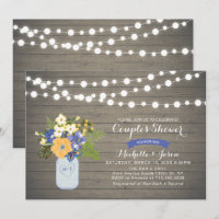 Rustic Mason Jar Couples Wedding Shower Invitation
