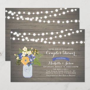 Rustic Mason Jar Couples Wedding Shower Invitation
