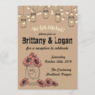 Rustic Mason Jar Eloped Reception Invitation