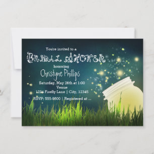 Rustic Mason Jar & Fireflies BRIDAL SHOWER Invite