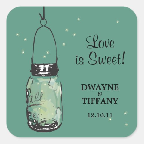 Rustic Mason Jar  Fireflies Square Sticker