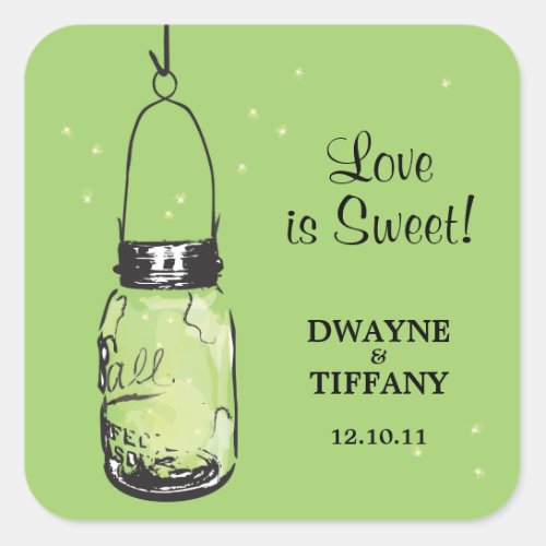 Rustic Mason Jar  Fireflies Square Sticker