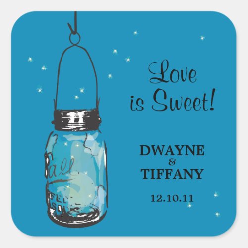 Rustic Mason Jar  Fireflies Square Sticker