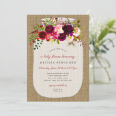 Rustic mason jar floral baby shower invitation (Standing Front)