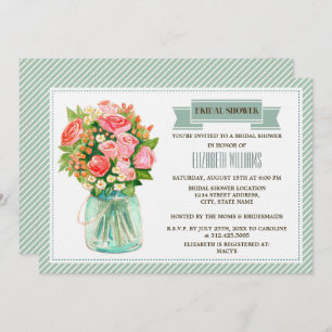 Rustic Mason Jar Floral Bridal Shower Invitation