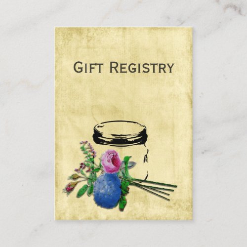 rustic mason jar Gift registry  Cards Business Card Templates