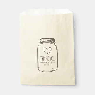 Rustic Mason Jar Heart Wedding Thank You Favor Bag