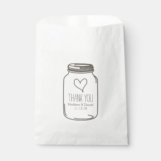 Rustic Mason Jar Heart Wedding Thank You Favor Bag (Front)