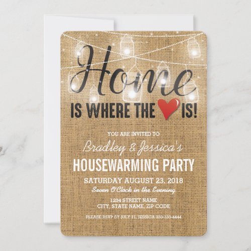 Rustic Mason Jar Housewarming Party Invitation