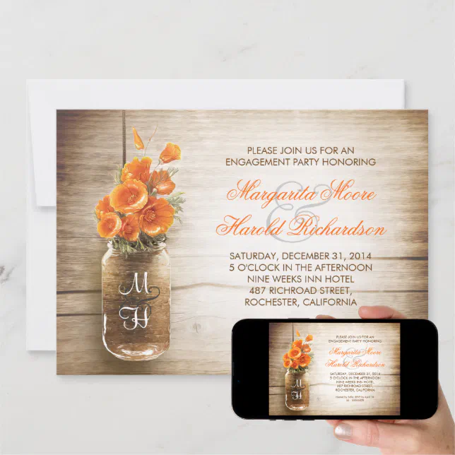 rustic mason jar invitations party | Zazzle