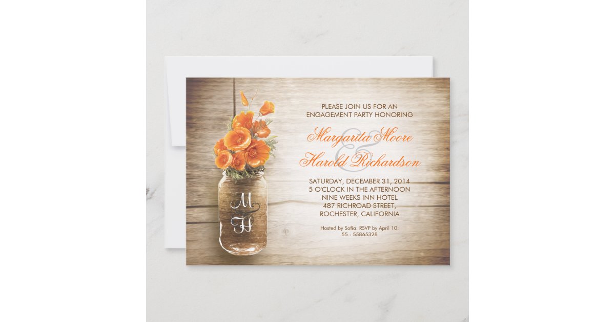 rustic mason jar invitations party | Zazzle