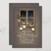Rustic Mason Jar Lights Barn Bridal Shower Invitation (Front/Back)