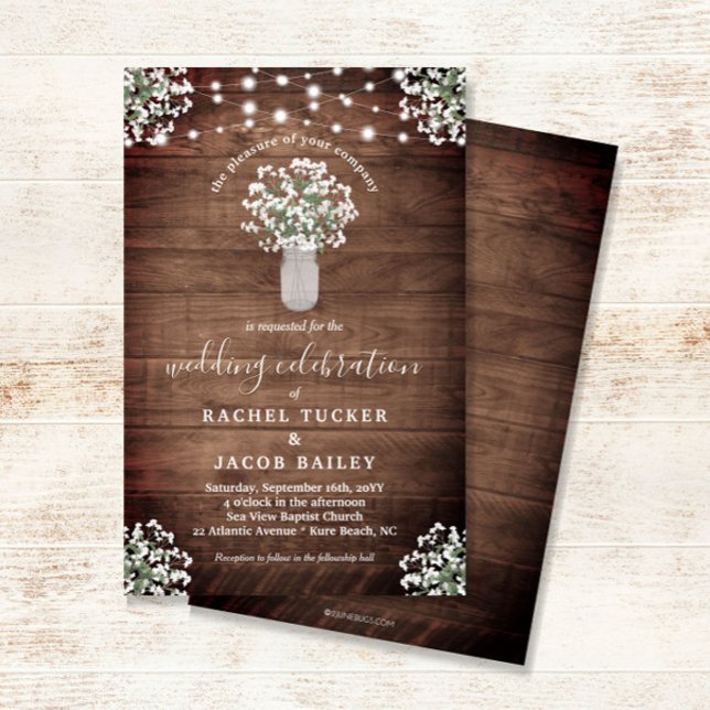 Rustic Mason Jar Lights Budget Wedding Invitation (Creator Uploaded)