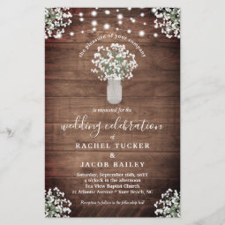 Rustic Mason Jar Lights Budget Wedding Invitation | Zazzle