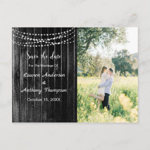 Rustic Mason Jar Lights Wedding Save The Date Postcard