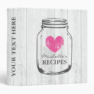 Rustic mason jar oak wood grain recipe binder book