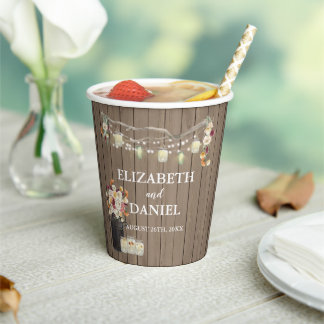 Rustic Mason Jar Personalized Bridal Shower Paper  Paper Cups