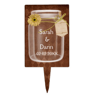 rustic mason jar personalized cake picks