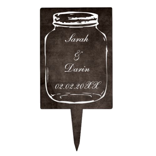 rustic mason jar  personalized cake picks